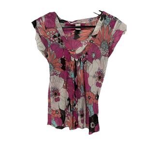 NOLITA Floral Cotton V-Neck Blouse Size Small
